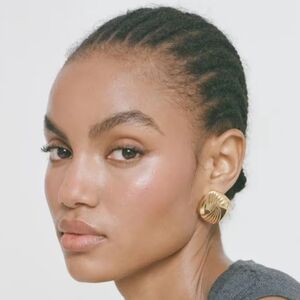 Gold Twisted Dome Women's Statement Earrings